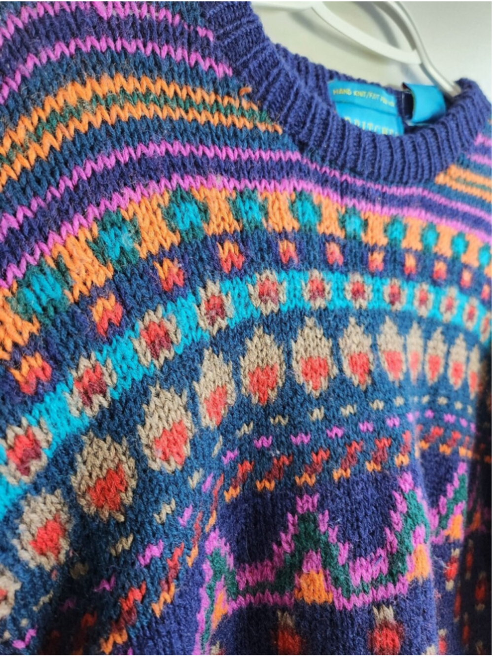 VTG Wool Oversized Baggy Hand Knit Sweater Sz M Fits Large Boho Indiesleeze Fun - Picture 4 of 14